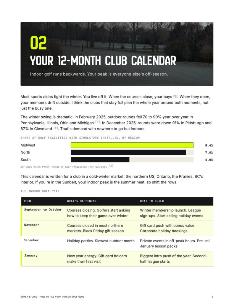 The 12-month club calendar page